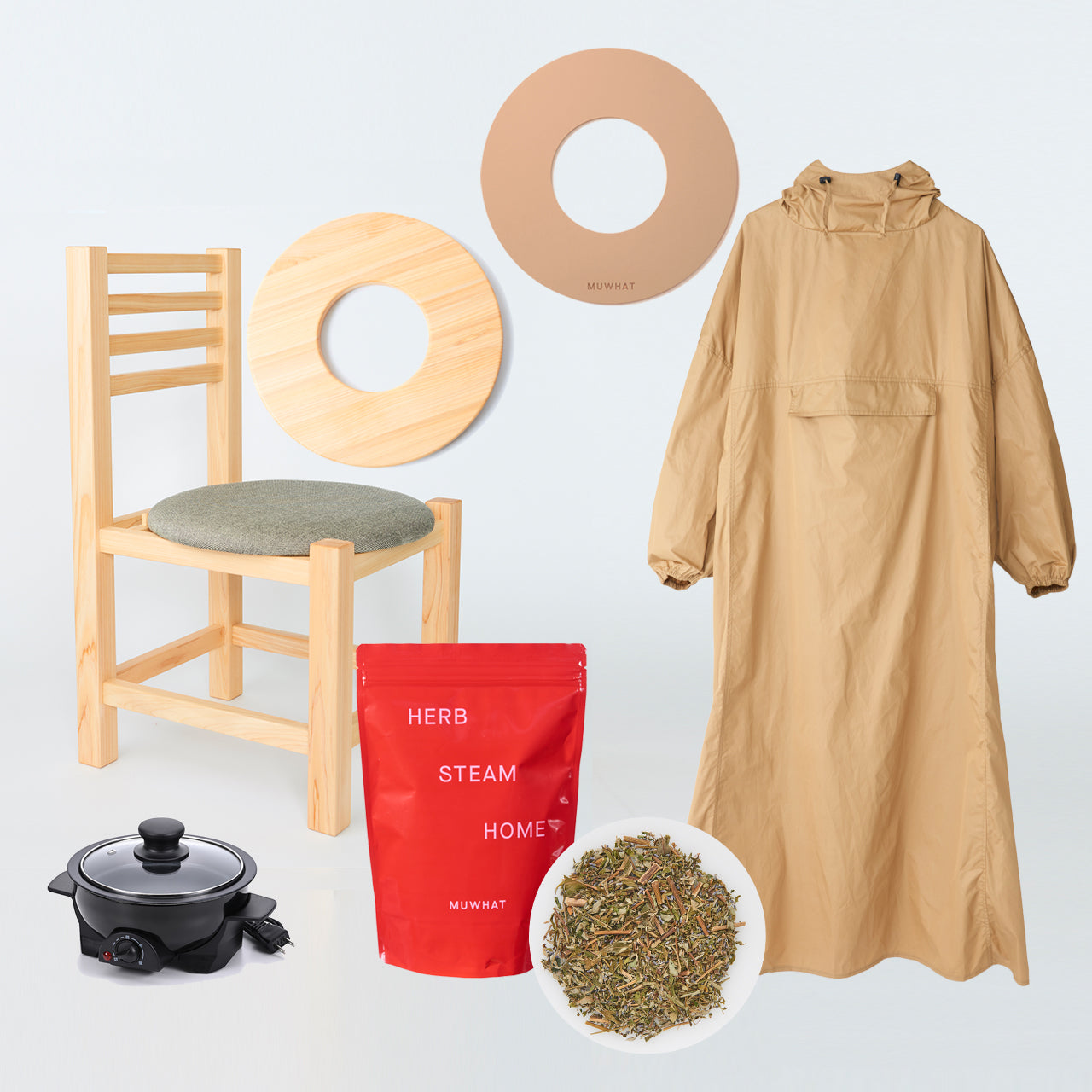 MUWHAT |自宅よもぎ蒸しセット ヒノキチェア
